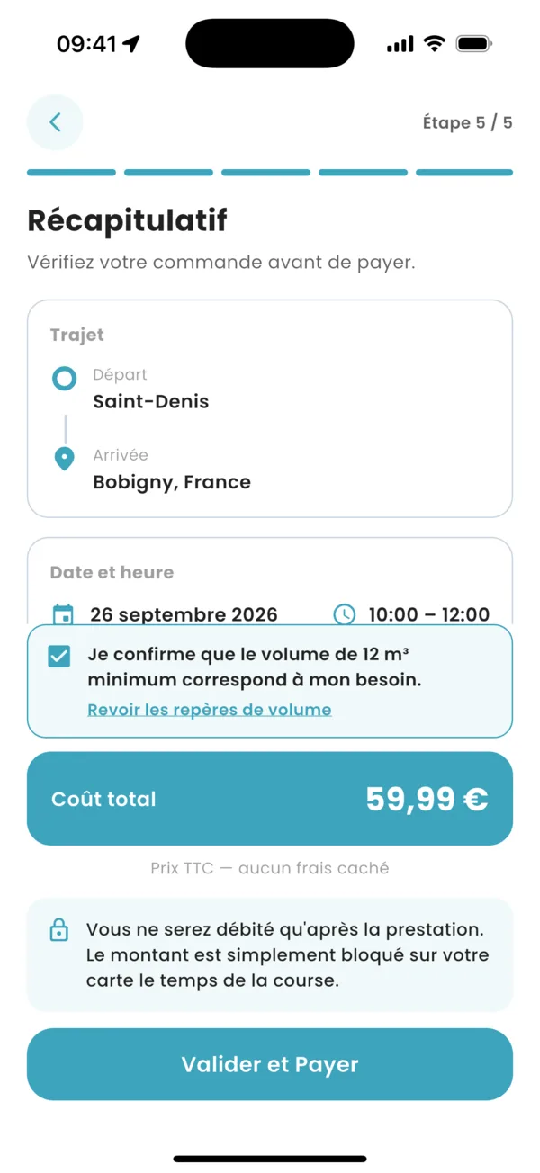 Récapitulatif de la réservation